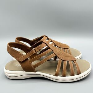 Easy Street Womens Gemi Tan Open Toe Slingback Sandals Size 6WW